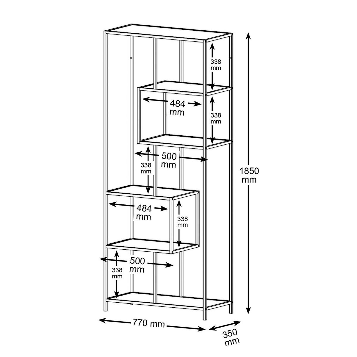 REGAL - Goldfarben/Schwarz, Holzwerkstoff/Metall (77/185/35cm) - home24