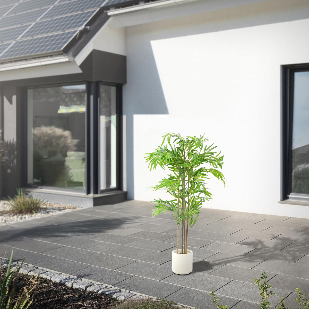 KUNSTPFLANZE Bambus - Anthrazit/Grün, Holz/Kunststoff (120cm) - ML-DESIGN