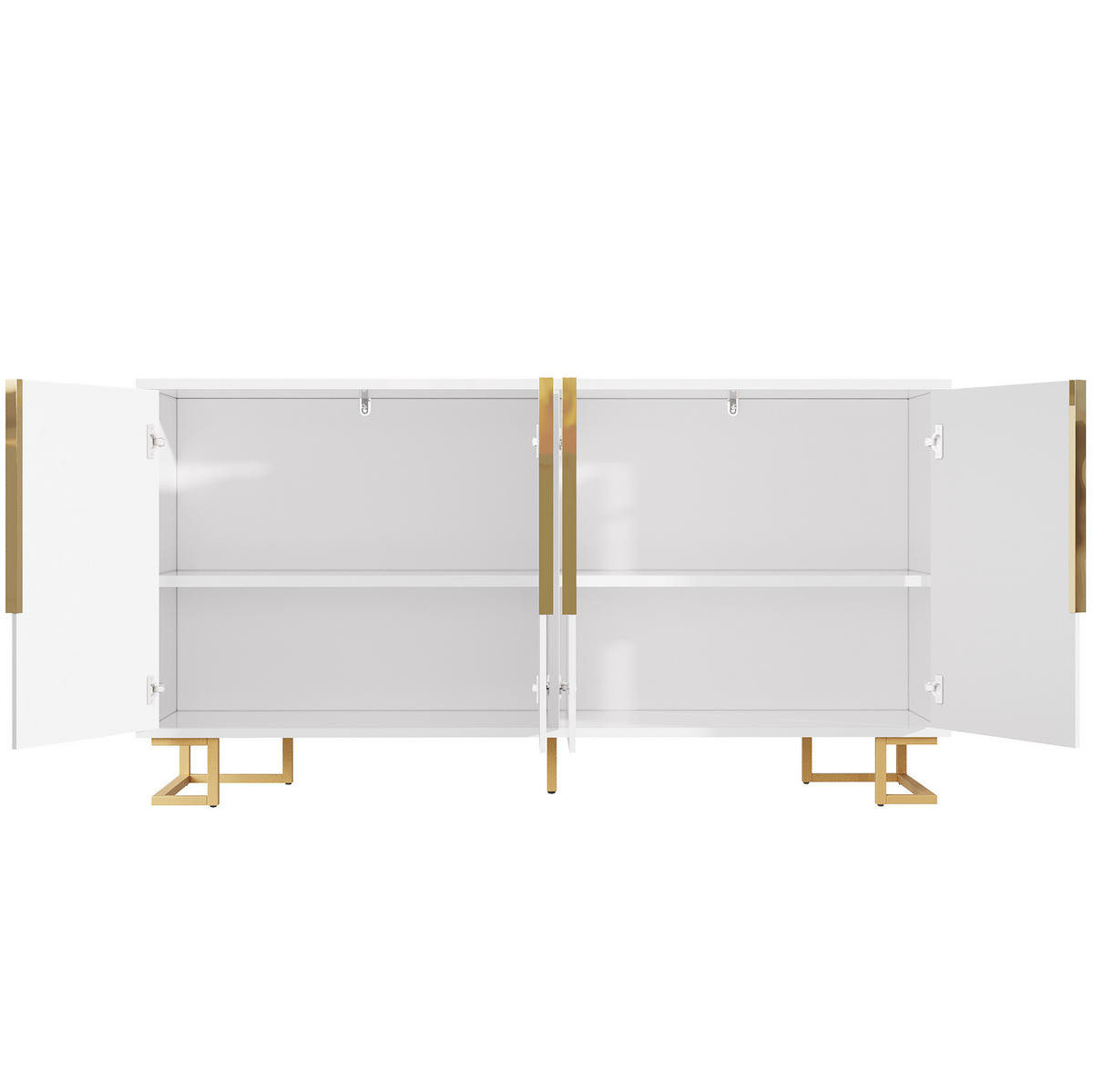 SIDEBOARD 120/40/85 cm mit offenem Regal, 3 Schubladen, Türen und LED-Beleuchtung aus Holzwerkstoff, Weiß - Weiß, Holzwerkstoff (120/85/40cm) - Redom