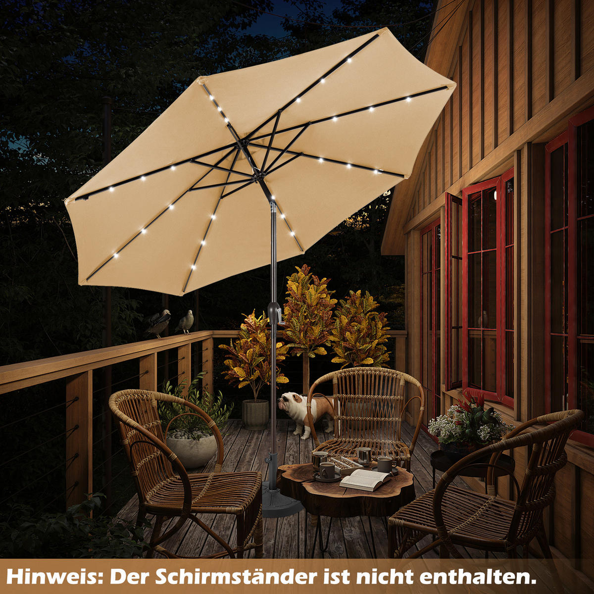 TERRASSPARASOLL beige - Beige, Plast (300/300cm) - COSTWAY