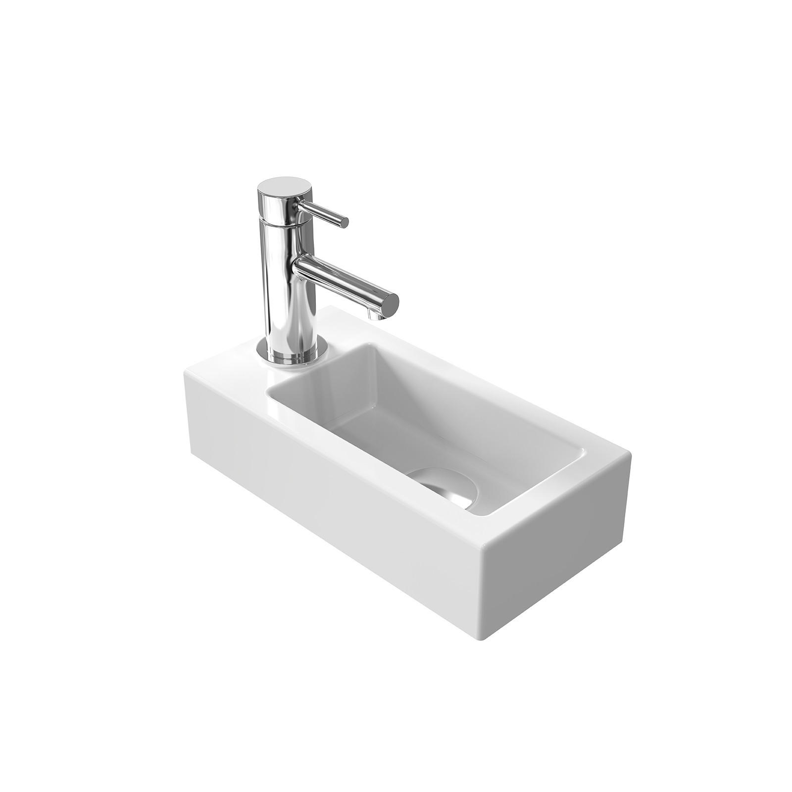 WASCHBECKEN Rechteckig Mit Hahnloch rechts Weiß 36,5 / 18 / 9 cm - Weiß, Keramik (36.5/9/18cm) - EMKE