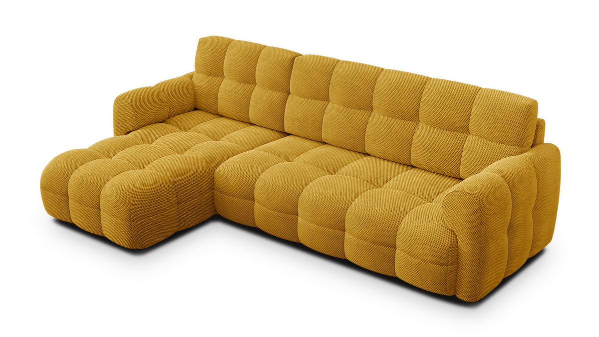 ECKSOFA MELLOW 4-Sitzer, safran - Gelb/Schwarz, Holz/Textil (262/156cm) - Courtois Laville