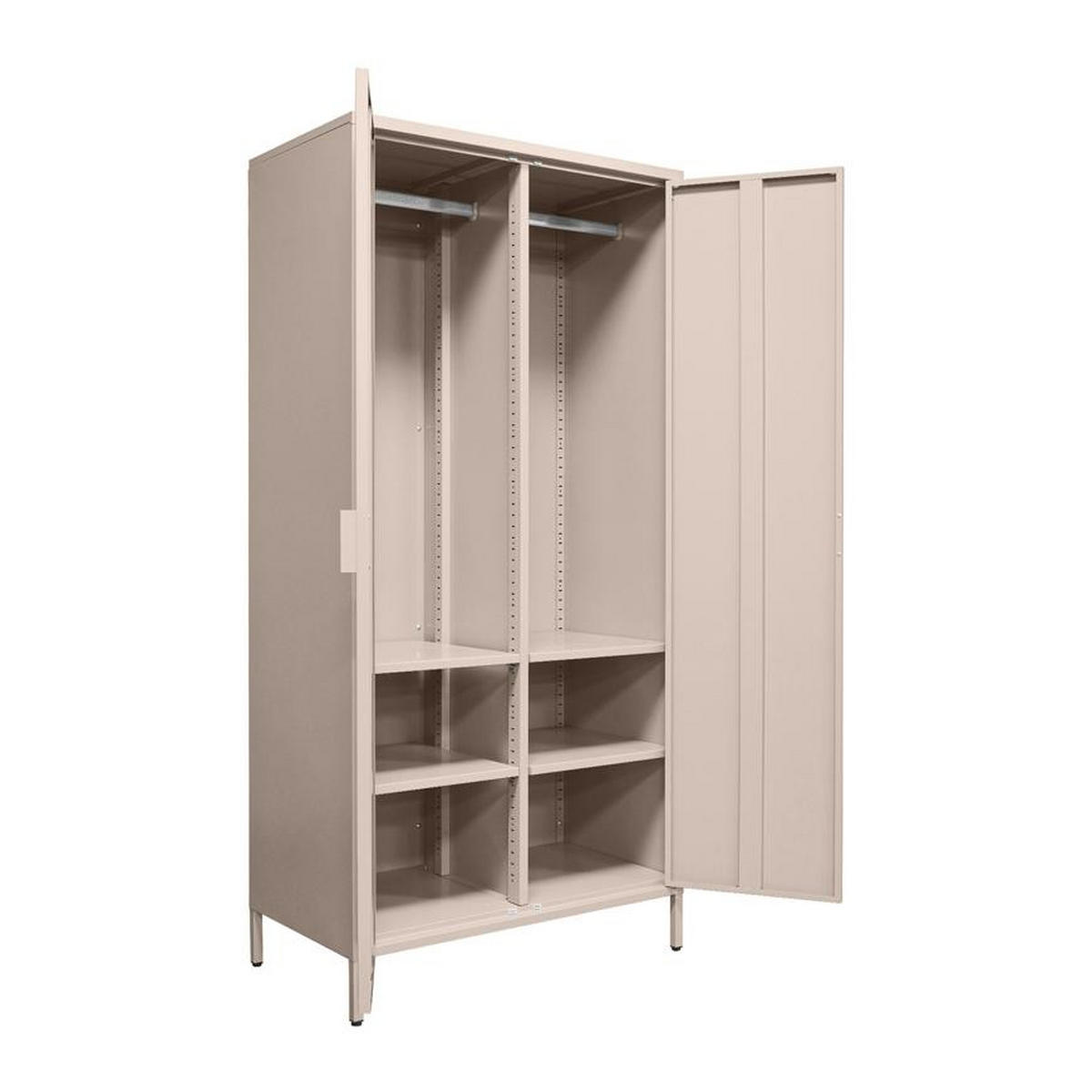KLEIDERSCHRANK im Industrial-Design aus Metall H.170cm 2 Türen, 4 Ablagefächer, 2 Kleiderstangen Beige - Thea - Beige, Metall (80/170/45cm) - Sicaan