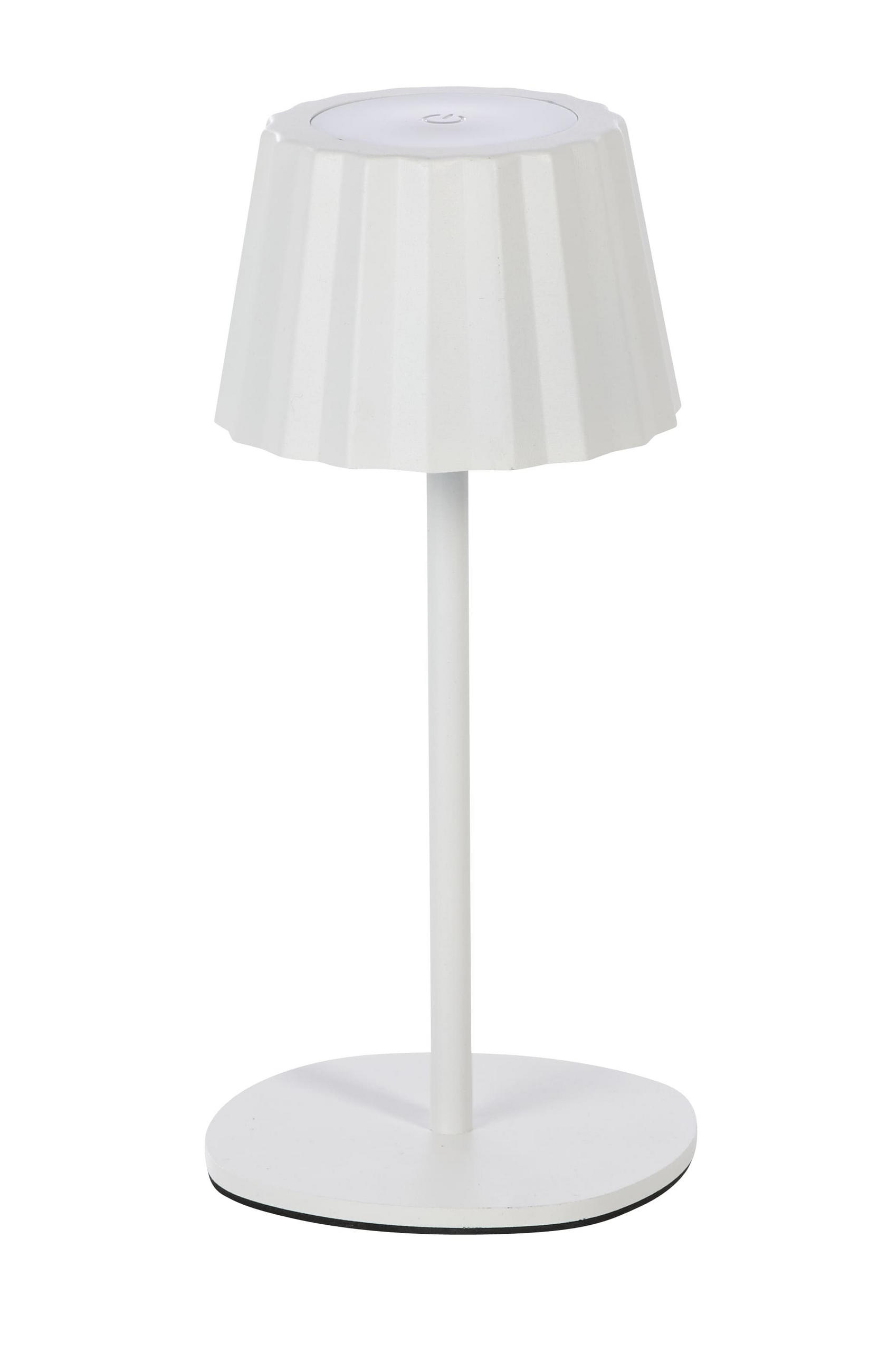 3IN1-LED-TISCHLAMPE - Flaschenleuchte mit Dimmfunktion und 3000mAh Akku für Innen und Außen, Plissee weiß - Weiß, Metall (15/15/45cm) - Northpoint