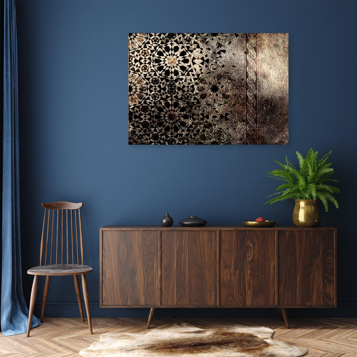 WANDBILD mandala orient textur - Braun, Textil (60/40cm) - Feeby