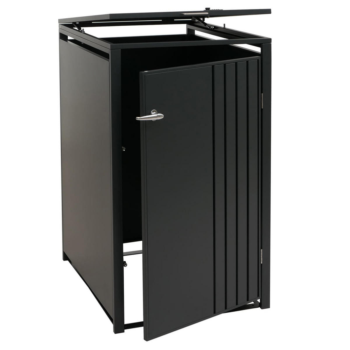 MÜLLTONNENBOX 1er mit Deckel HxBxT 122x68x84cm Anthrazit - Anthrazit, Metall (68/122/84cm) - PROREGAL