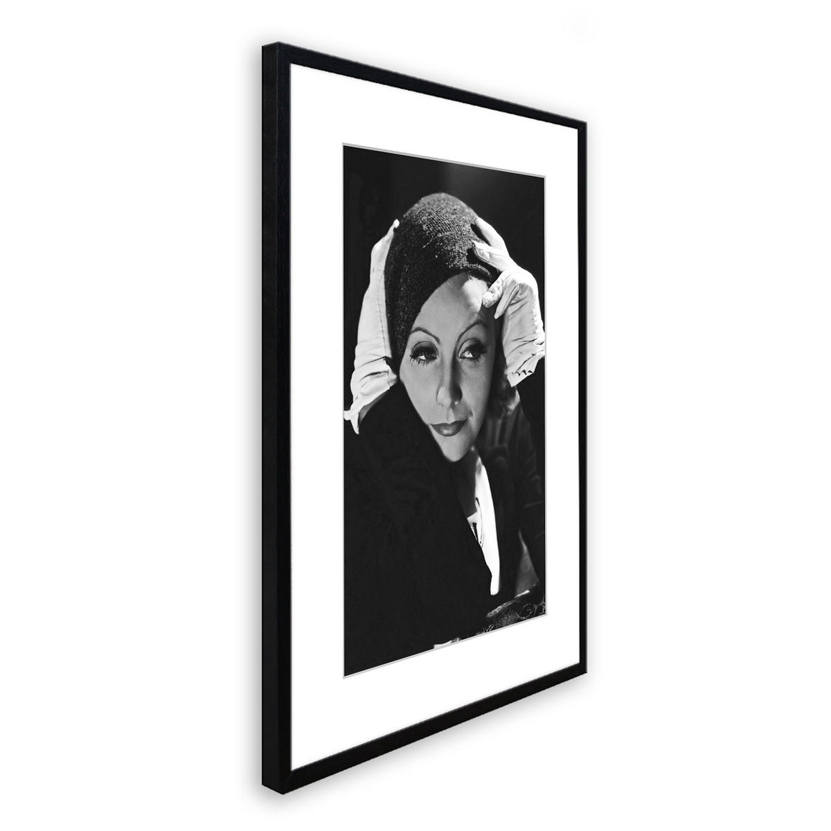BILD mit Rahmen 51x71 cm Greta Garbo Schwarz-Weiß - Weiß, Holz (51/71cm) - artissimo