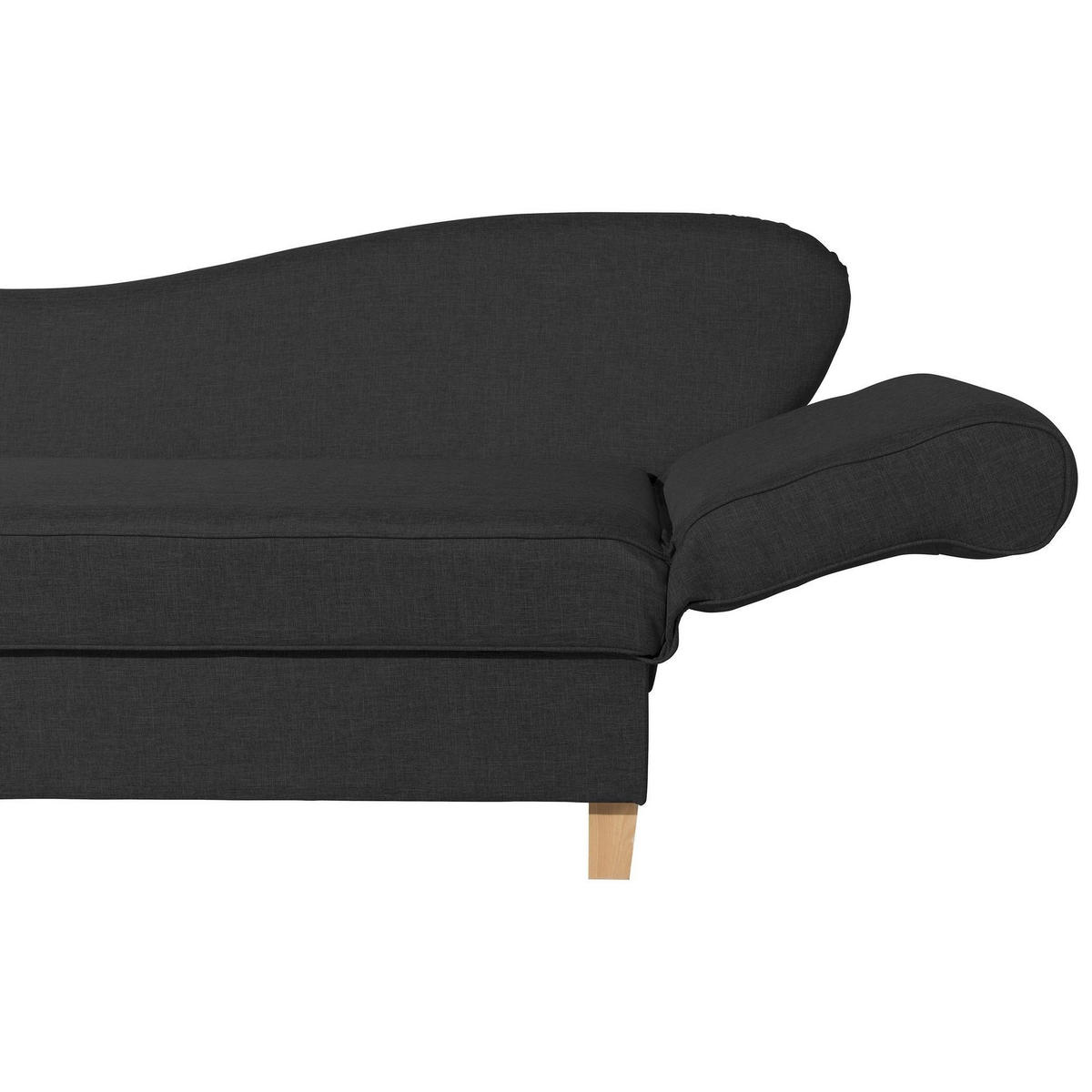 RECAMIERE mit Armteil rechts klappbar Katia Bezug Flachgewebe Buche natur / schwarz - Schwarz, Kunststoff (190/82/88cm) - 58aufmkessel