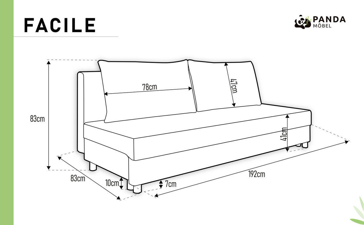 SCHLAFSOFA Facile mit Bettkasten – Moderne 2-in-1 Couch mit Stauraum, blau - Blau, Holz (194/48/71cm) - Panda Möbel
