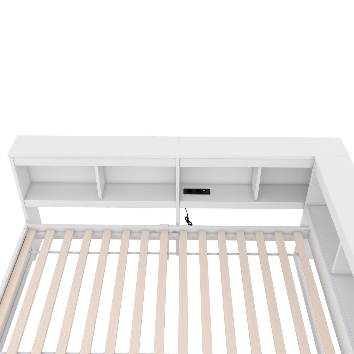 TAGEBETT 90x200cm Weiß Spanplatte 2 Schubladen Steckdose USB - Weiß, Holz (90/200cm) - FLIEKS