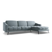 ECKSOFA Rechts Samt Stoff Blau - Blau/Schwarz, Textil/Metall (264/160cm) - Makamii