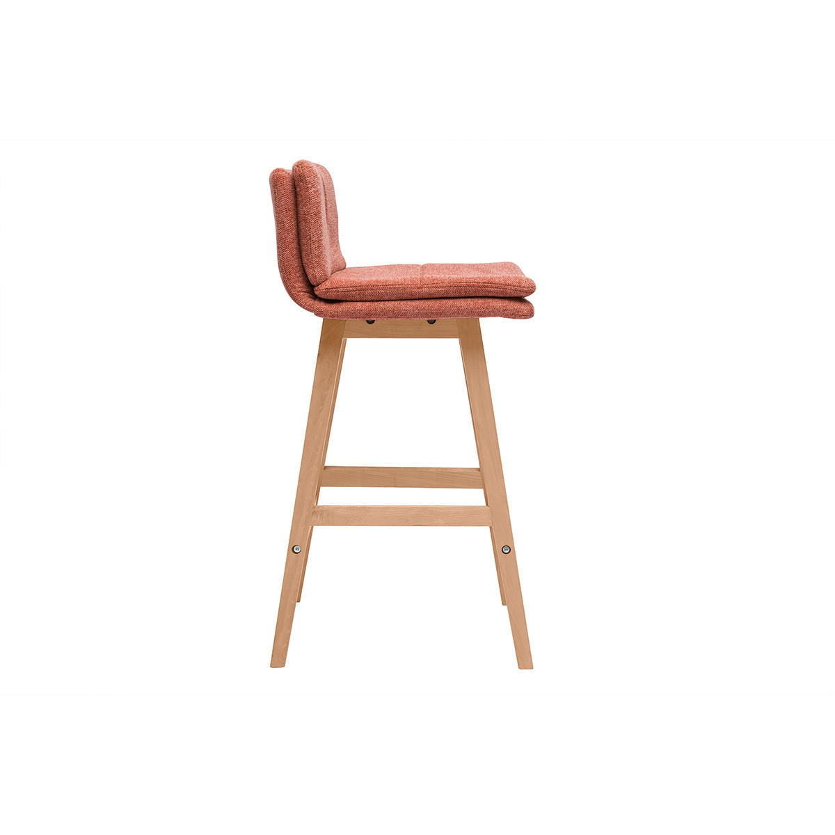 BARHOCKER Terrakotta Stoff Samteffekt Holz 2er-Set JOAN - Terracotta, Textil (46.2/88/39cm) - Miliboo