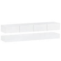 WANDMONTIERTES TV-Lowboard aus MDF 130x33x15 cm Weiß mit LED-Beleuchtung, Bluetooth-App und 4 Schubladen - Weiß, Holzwerkstoff (130/15/33cm) - IVMEU