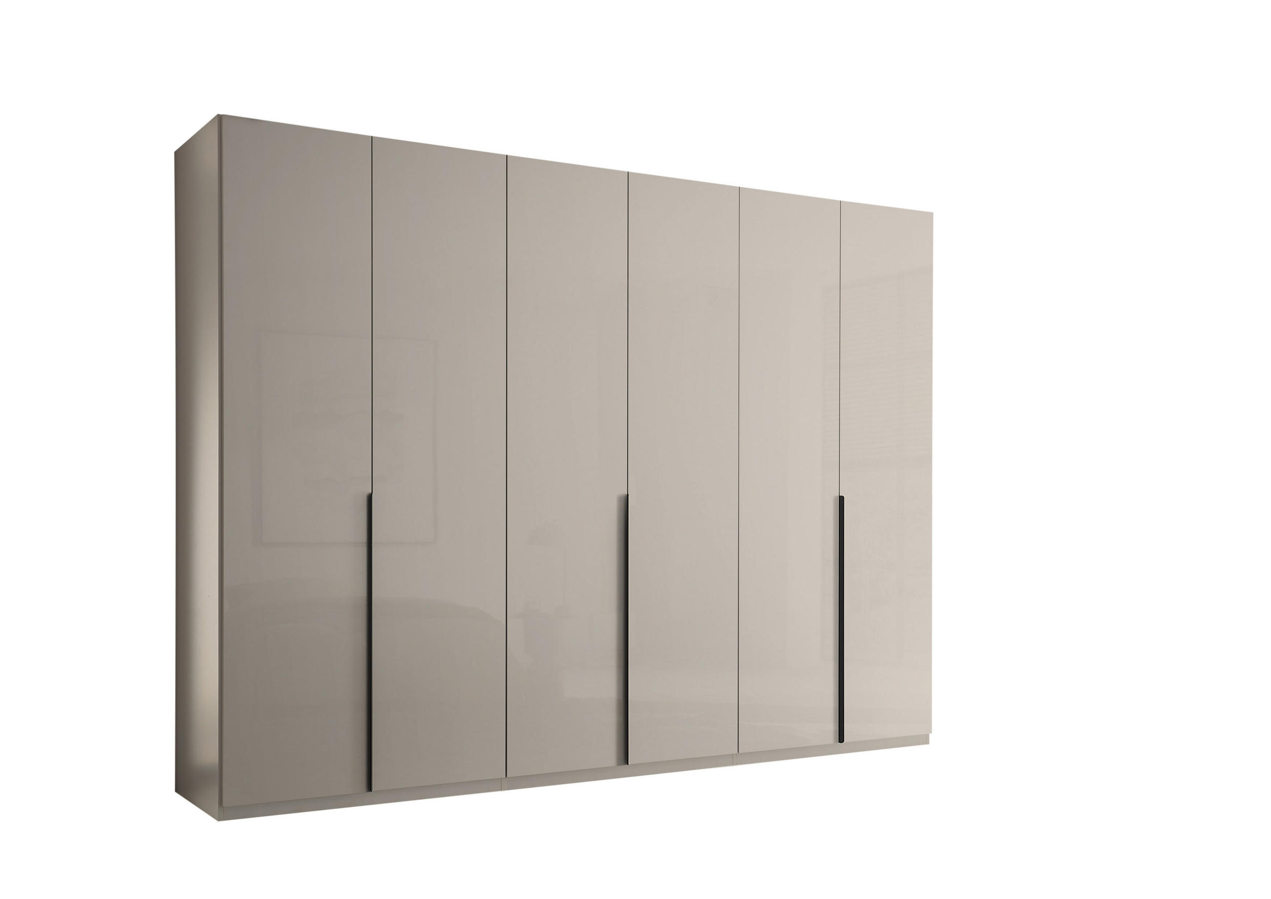 KLEIDERSCHRANK Luxus in Kashmir 302 x 225 x 58 cm (BxHxT), Hochglanz, 6 Türen – Drehtürenschrank mit Hoteleinteilung und Schubkästen - Beige, Holzwerkstoff (302/225/58cm)
