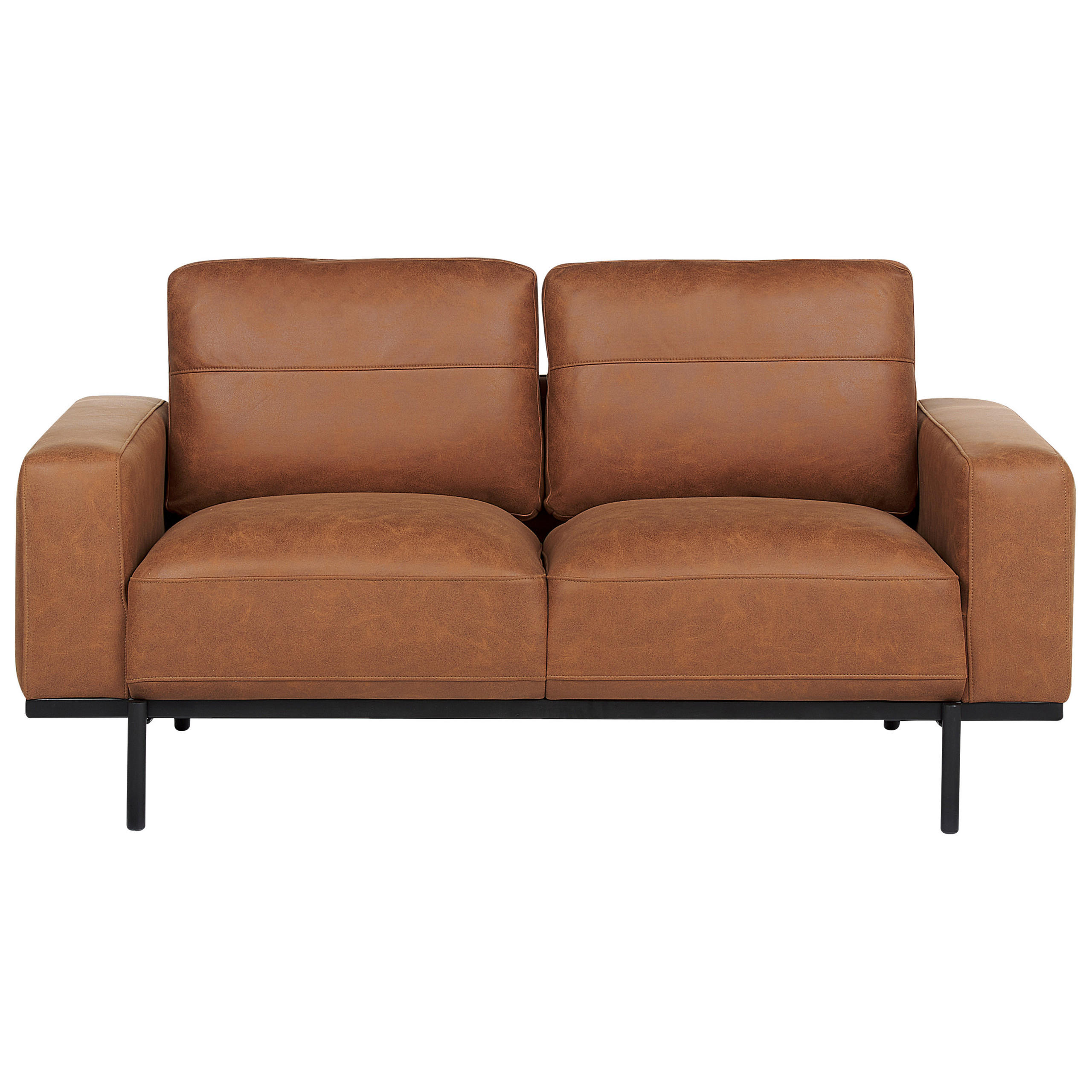 2-SITZER-SOFA Stoff braun Lederoptik Sovik - Braun, Textil (156/72/87cm) - Beliani