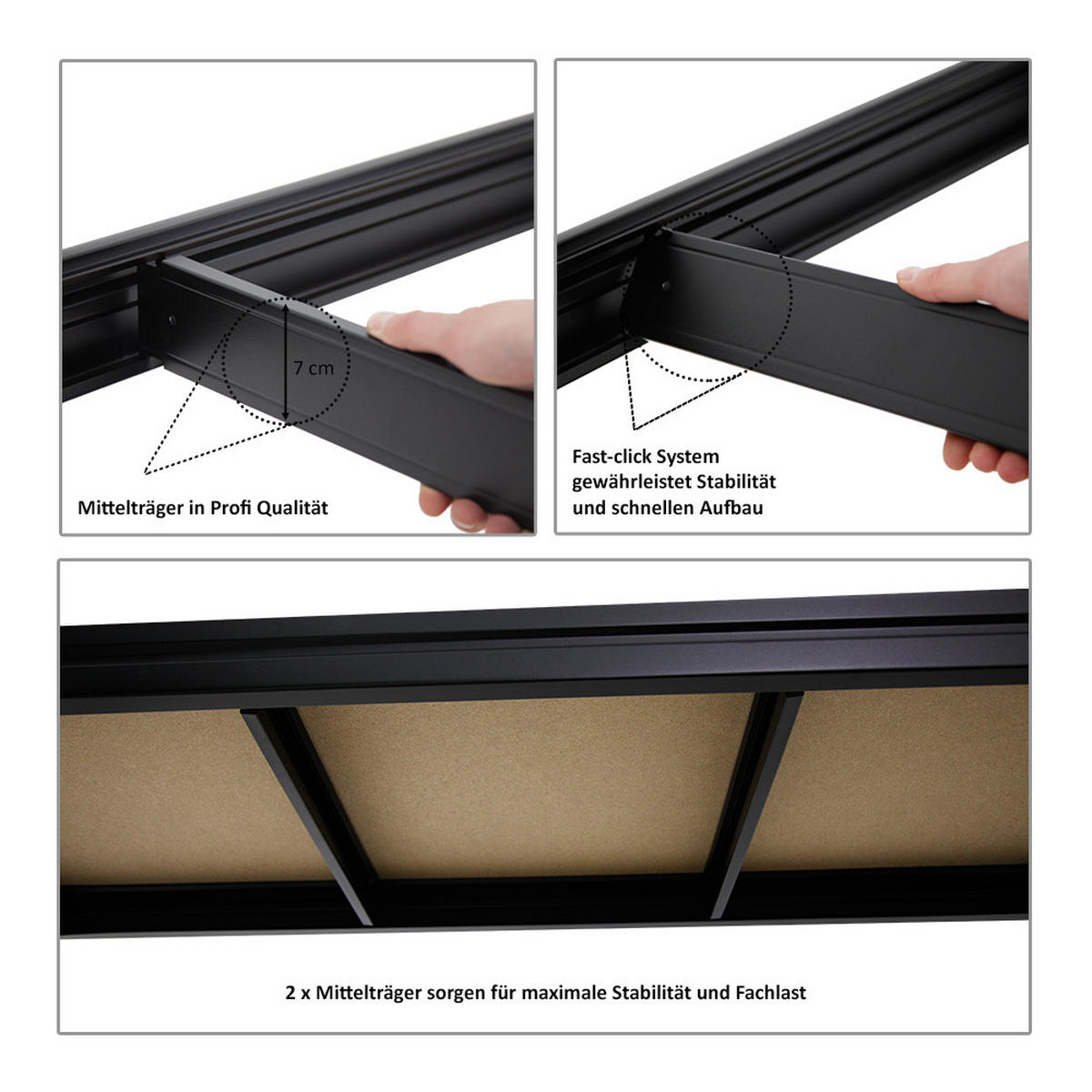 WERKBANK Dino 2er-Set mit 2x höhenverstellbar 90x120x60 cm Traglast 600 kg Schwarz - Schwarz, Metall (240/90/60cm) - PROREGAL