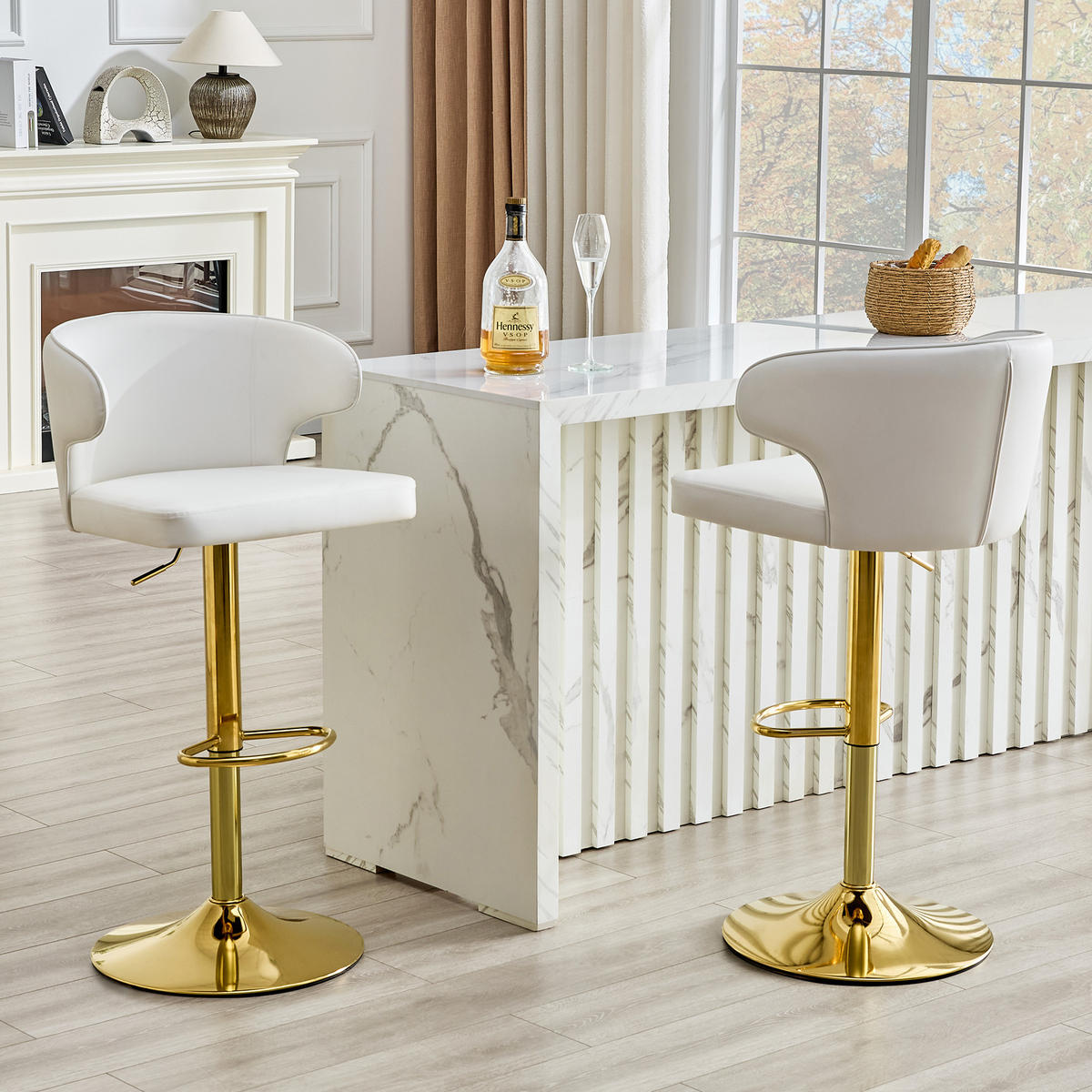 BARHOCKER DE-36724 2er-Set höhenverstellbar mit 360°-Drehung Weiß - Weiß, Metall (45/110/49.7cm) - ComfortXL