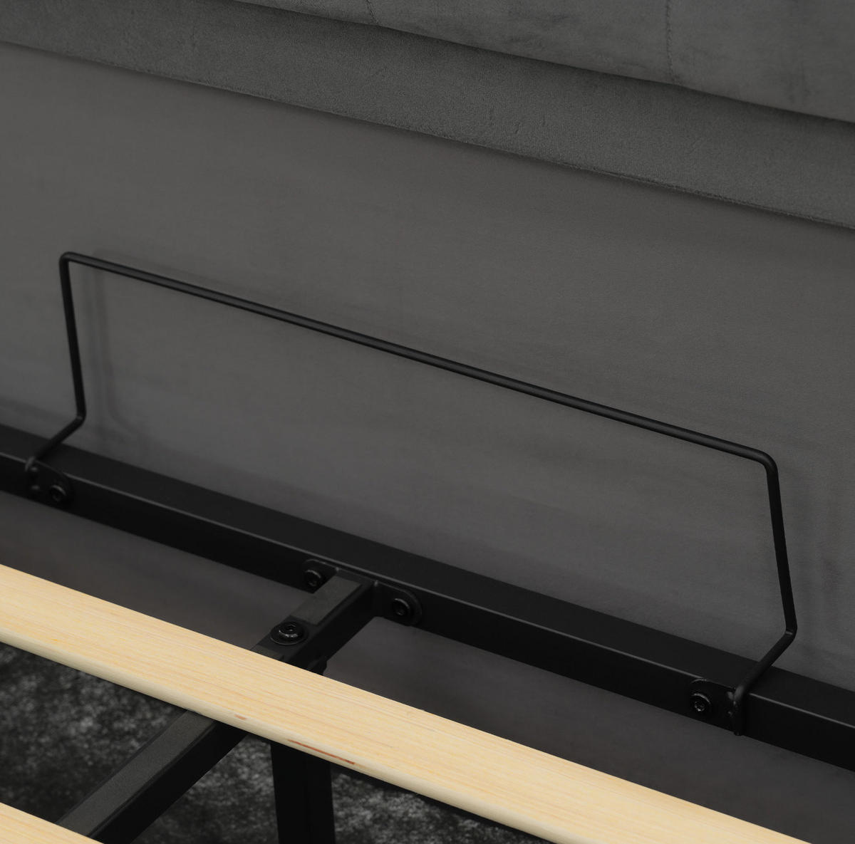 BETT mit LED, USB und Stauraum 140x200 cm Samt Grau - Grau, Metall (140/200cm) - Meubliv