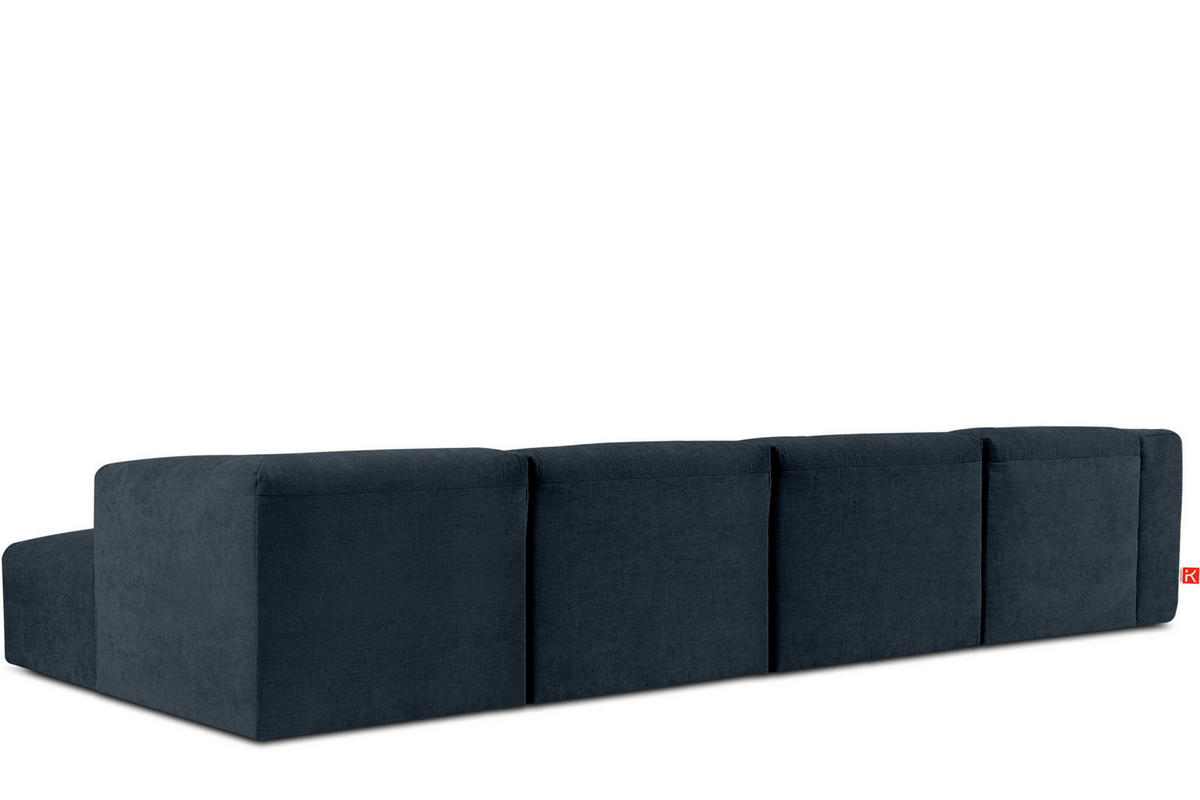 ECKMODULSOFA-RECHTS BUFFO 6-Sitzer mit extrem weicher Sitzfläche, Gewebestoff, dunkelblau - Dunkelblau, Textil (377/180cm) - KONSIMO®