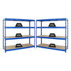 SCHWERLASTREGAL Rhino 2er-Set mit 2x 180x160x60 cm 4 Spanplatten-Ebenen 8mm Fachlast 500 kg Blau - Blau, Metall (320/180/60cm) - PROREGAL