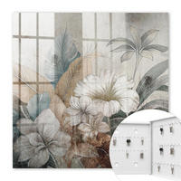 SCHLÜSSELBOX Weiß 30x30 cm – Türöffnung nach rechts - Blumen Natur - Beige, Metall (30/30/5cm) - TULUP