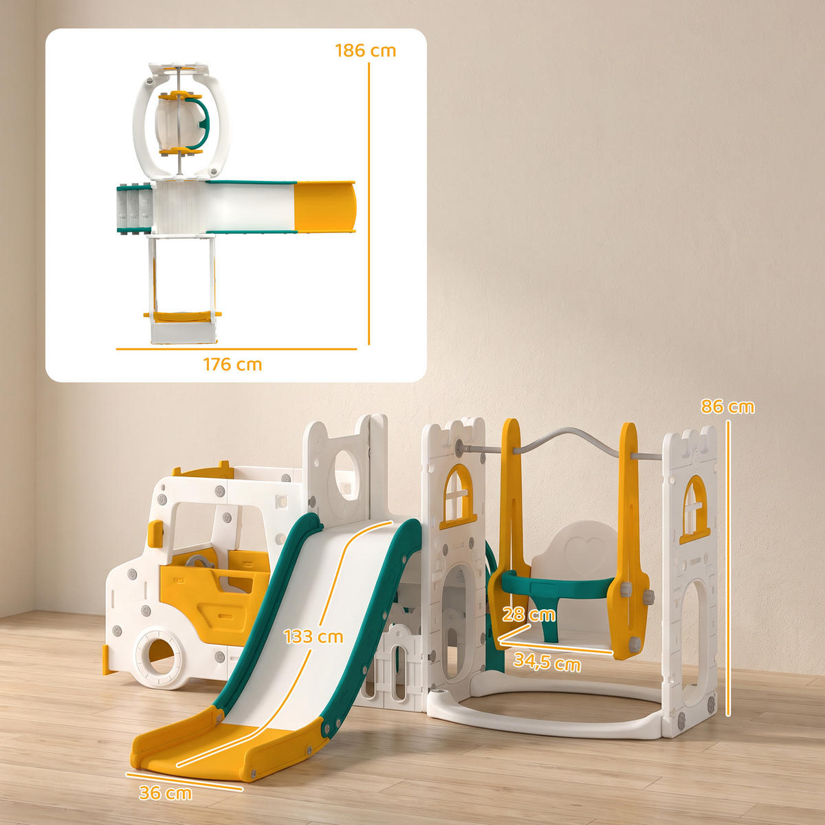 KINDERRUTSCHE HDPE Weiß - Weiß, Kunststoff (176/86/186cm) - AIYAPLAY