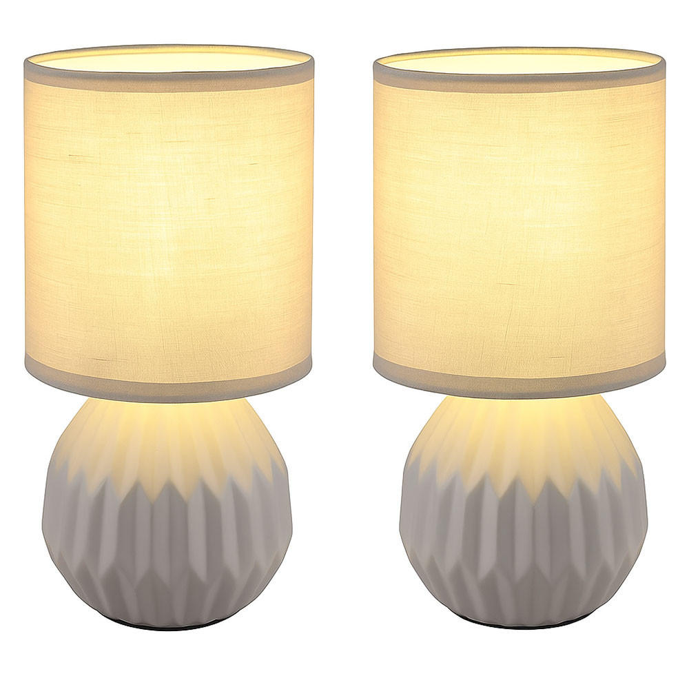 TISCHLEUCHTE Keramik Grau 2er Set - Grau, Textil (12/12/23cm) - Globo Lighting