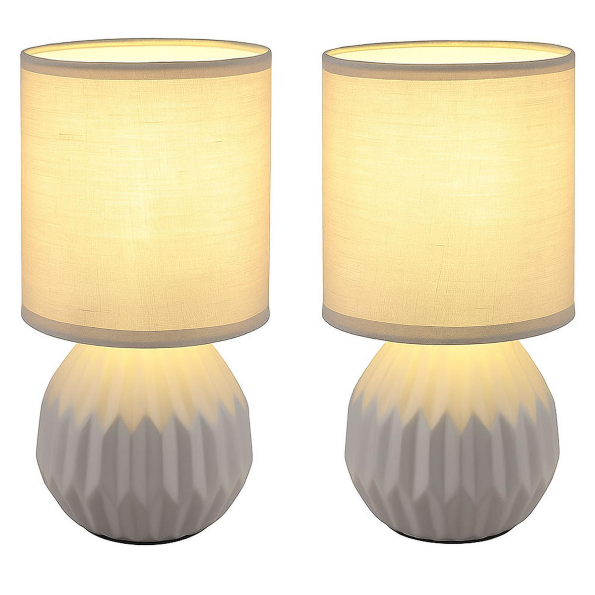 TISCHLEUCHTE Keramik Grau 2er Set - Grau, Textil (12/12/23cm) - Globo Lighting