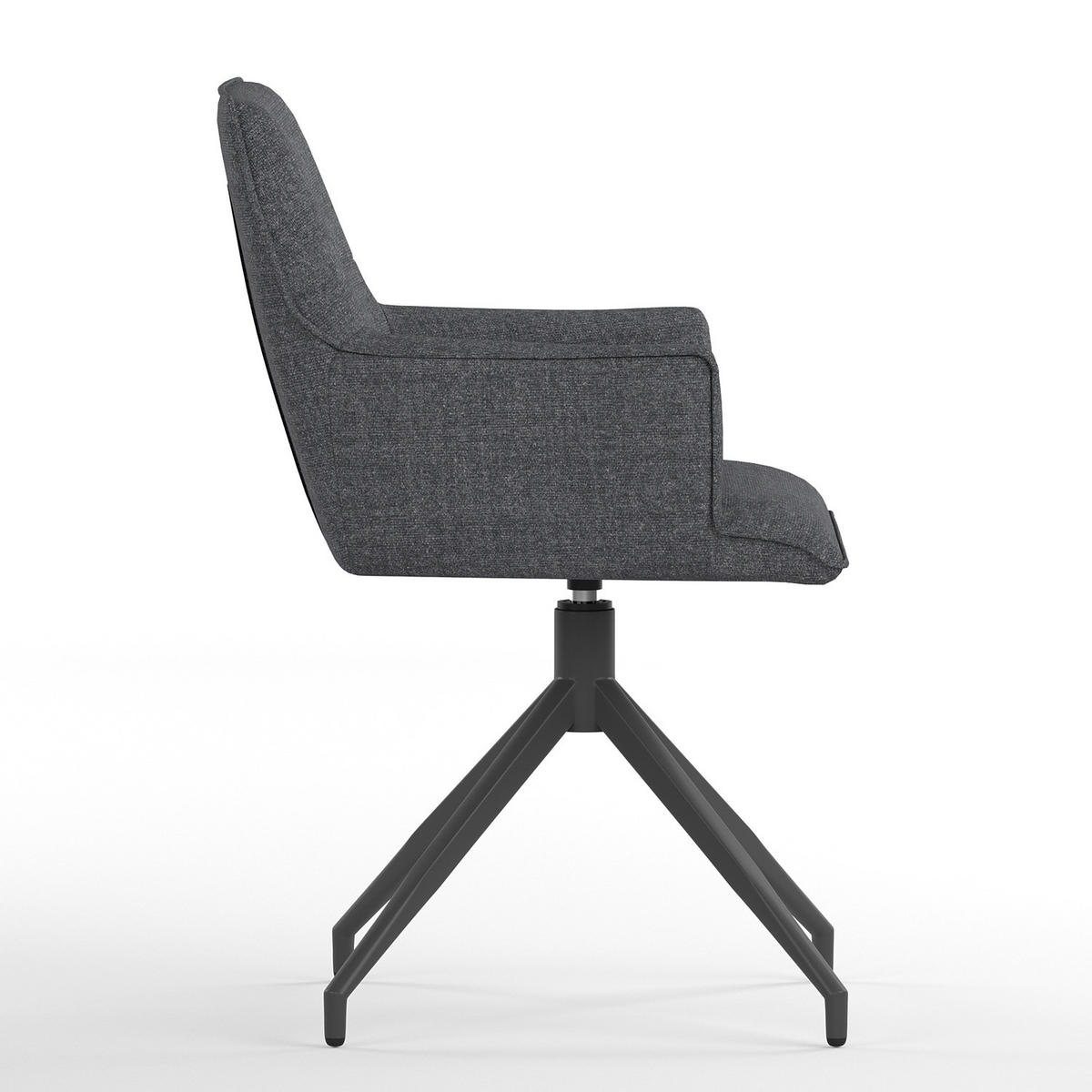 GARTENSTUHL mit Armlehnen - Stahl / Polyester - Dunkelgrau, Textil/Metall (58/87/64cm) - home24