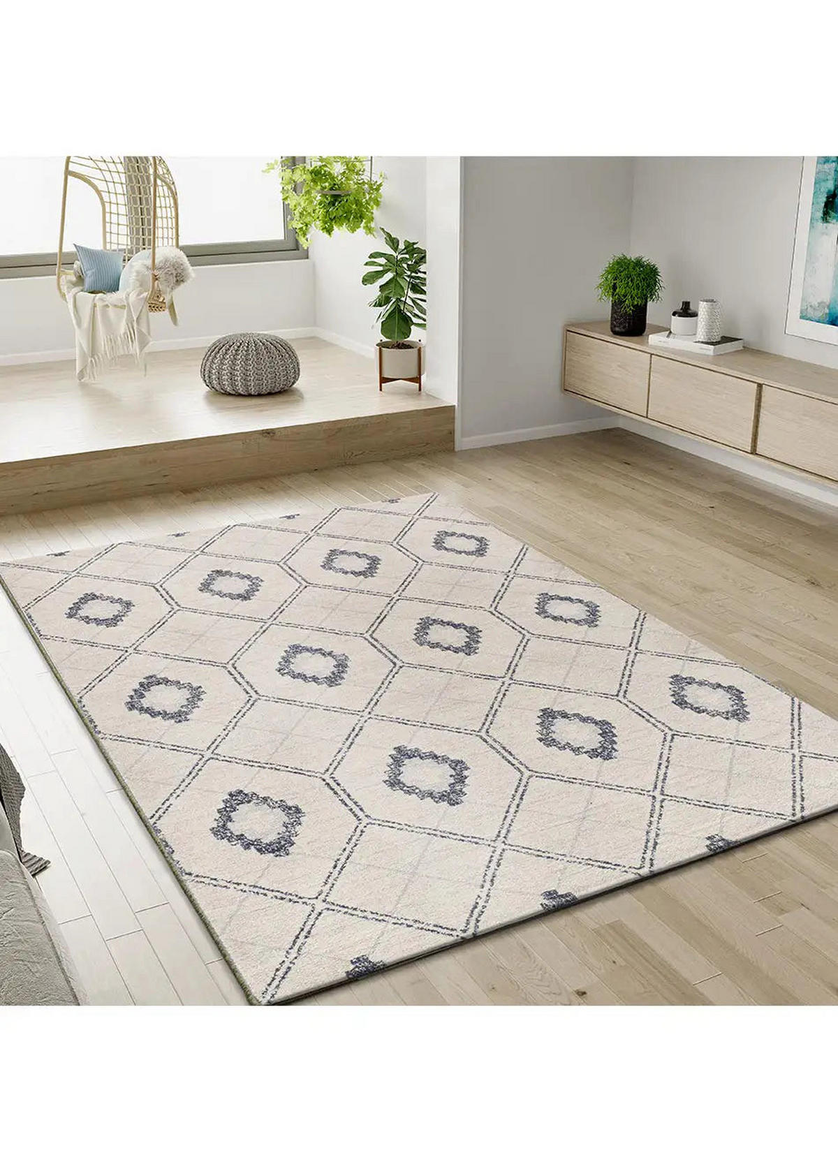 WEBTEPPICH Blau / Weiß Siroco 160/230 cm - Blau/Beige, Naturmaterialien/Textil (160/230cm) - Atticgo