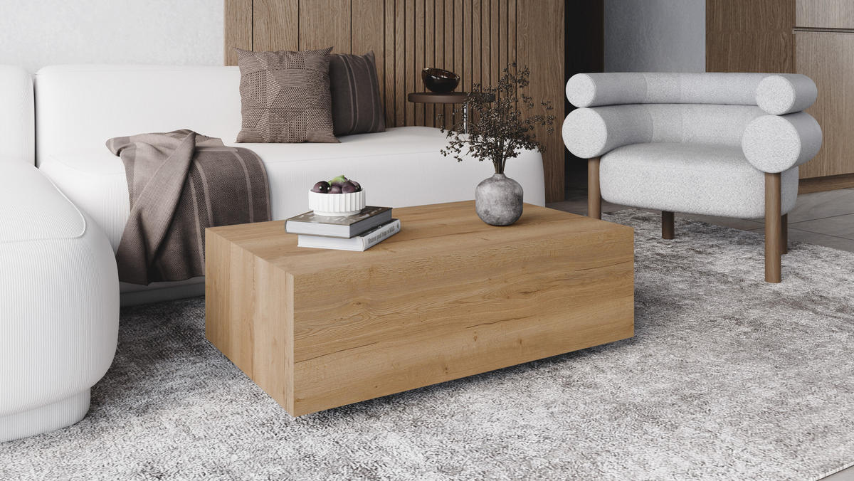 COUCHTISCH VOS - Hellbraun, Holzwerkstoff (90/55/28cm) - Meblini