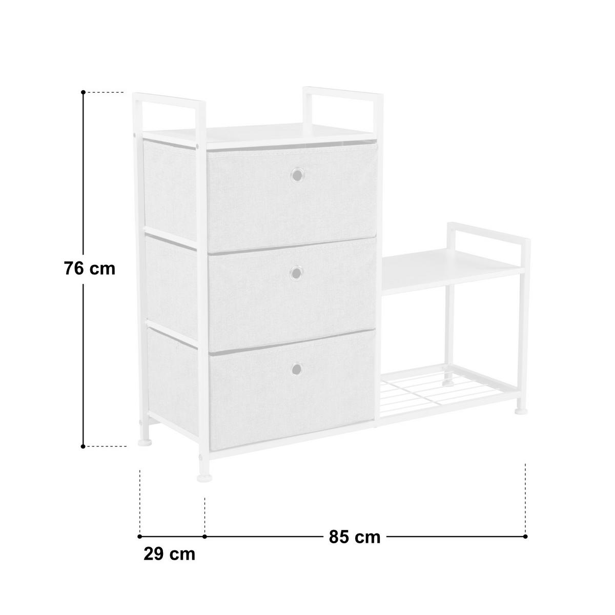SCHUBLADEN-REGAL - Weiß, Metall (85/76/29cm) - SVITA