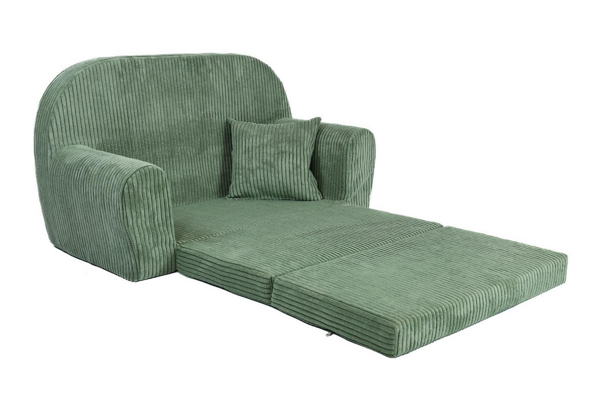 KINDERSOFA MINI aus Kuschel-Cord in Hellgrün - Hellgrün, Textil (78/45/40cm) - Fortisline