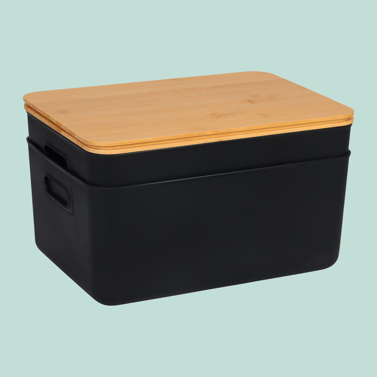 AUFBEWAHRUNGSBOX - Schwarz, Holz/Kunststoff (25/36/16cm) - Relaxdays