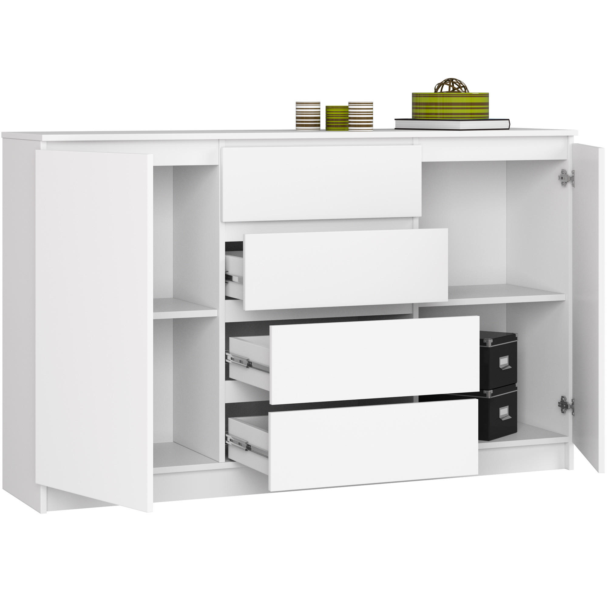 KOMMODE Weiß 160x40x99 cm - Weiß, Holzwerkstoff (160/99/40cm) - Akord
