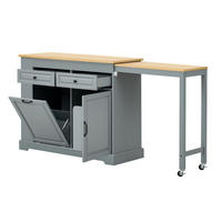 KÜCHENINSEL AUF ROLLEN Ausziehbare Arbeitsplatte Grau 112-180/45/92 cm - Grau, Kunststoff (45/92/116cm) - Rolipo
