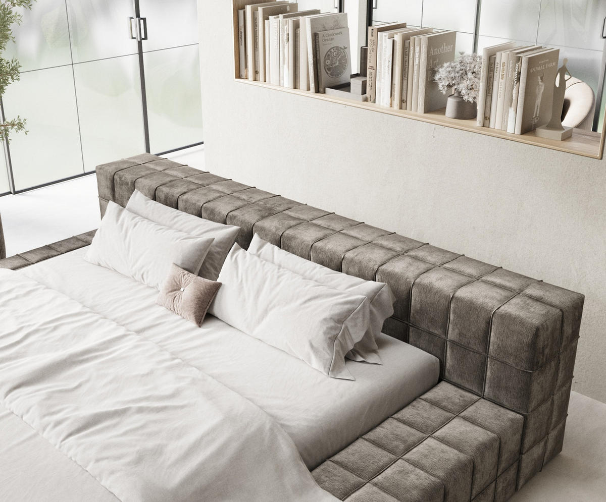 POLSTERBETT Nessino Braun 140/200 cm - Schwarz/Naturfarben, Holz/Holzwerkstoff (140/200cm) - Maison de Reve