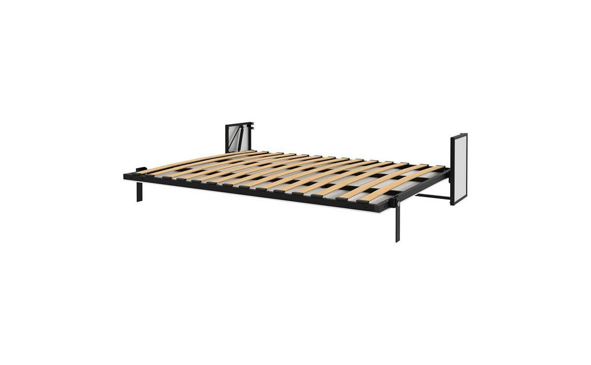 SCHRANKBETT Morphy Studio Modulares SizeFlex- und TypeFlex-System - 160x200, Horizontal - Schwarz, Metall (200/160cm) - WallBedKing