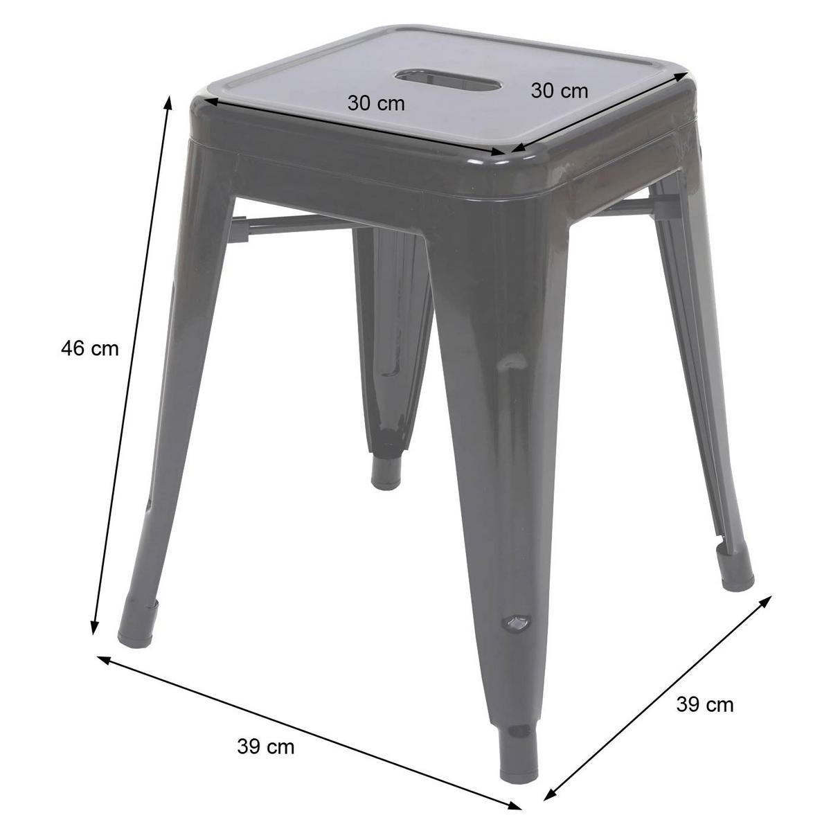 HOCKER Schwarz 4er-Set - Schwarz, Metall (39/46/39cm) - MCW