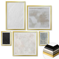 WANDBILDER 5er Set - 50x50 cm & 20x30 cm & 40x60 cm Goldrahmen - Steintexturen - Goldfarben, Kunststoff (40/60cm) - ArtPrintCave