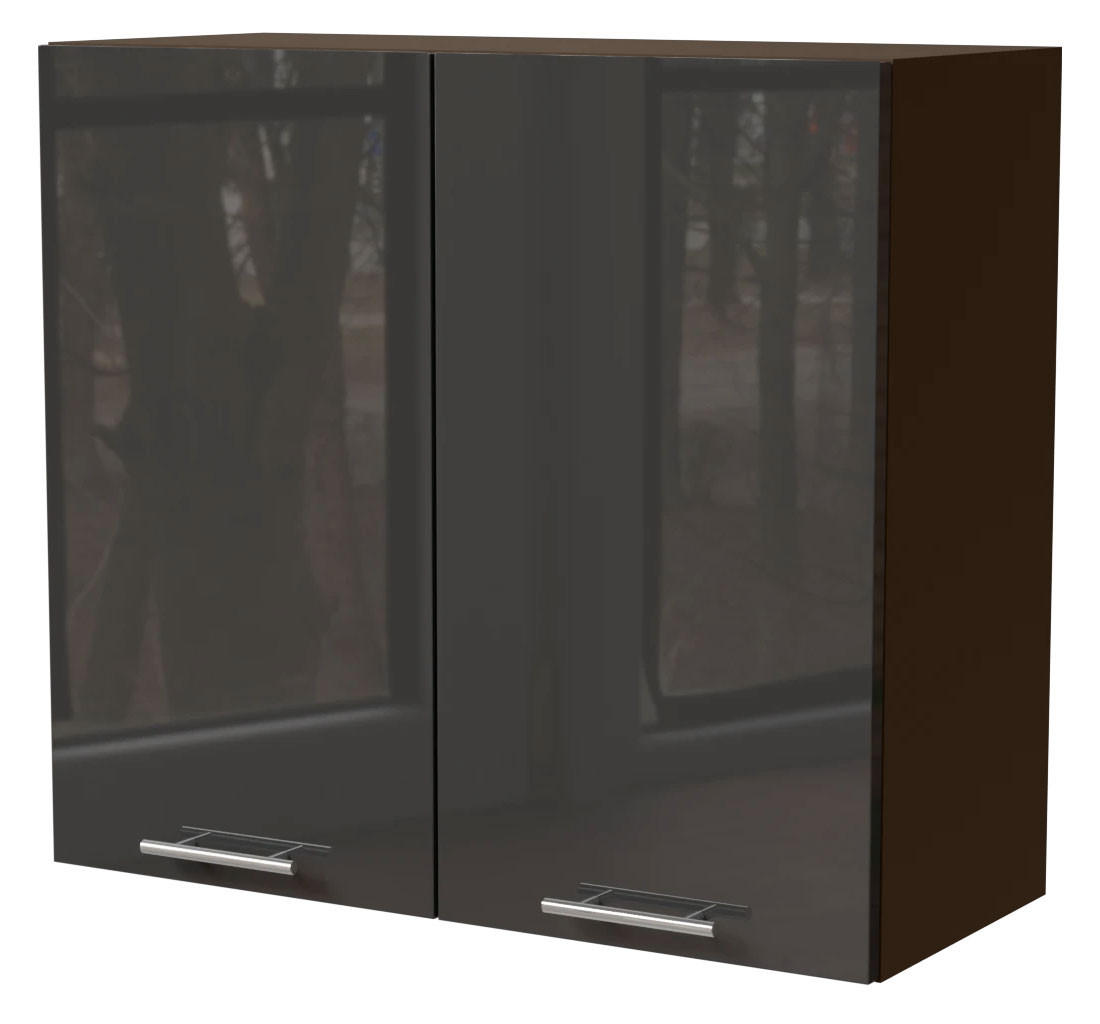 KÜCHENHÄNGESCHRANK Essen W3/80 Graphit Hochglanz / Lava Matt 80 / 32,5 / 72cm - Dunkelgrau/Graphitfarben, Holz/Holzwerkstoff (80/72/32.5cm) - Feldmann-Wohnen