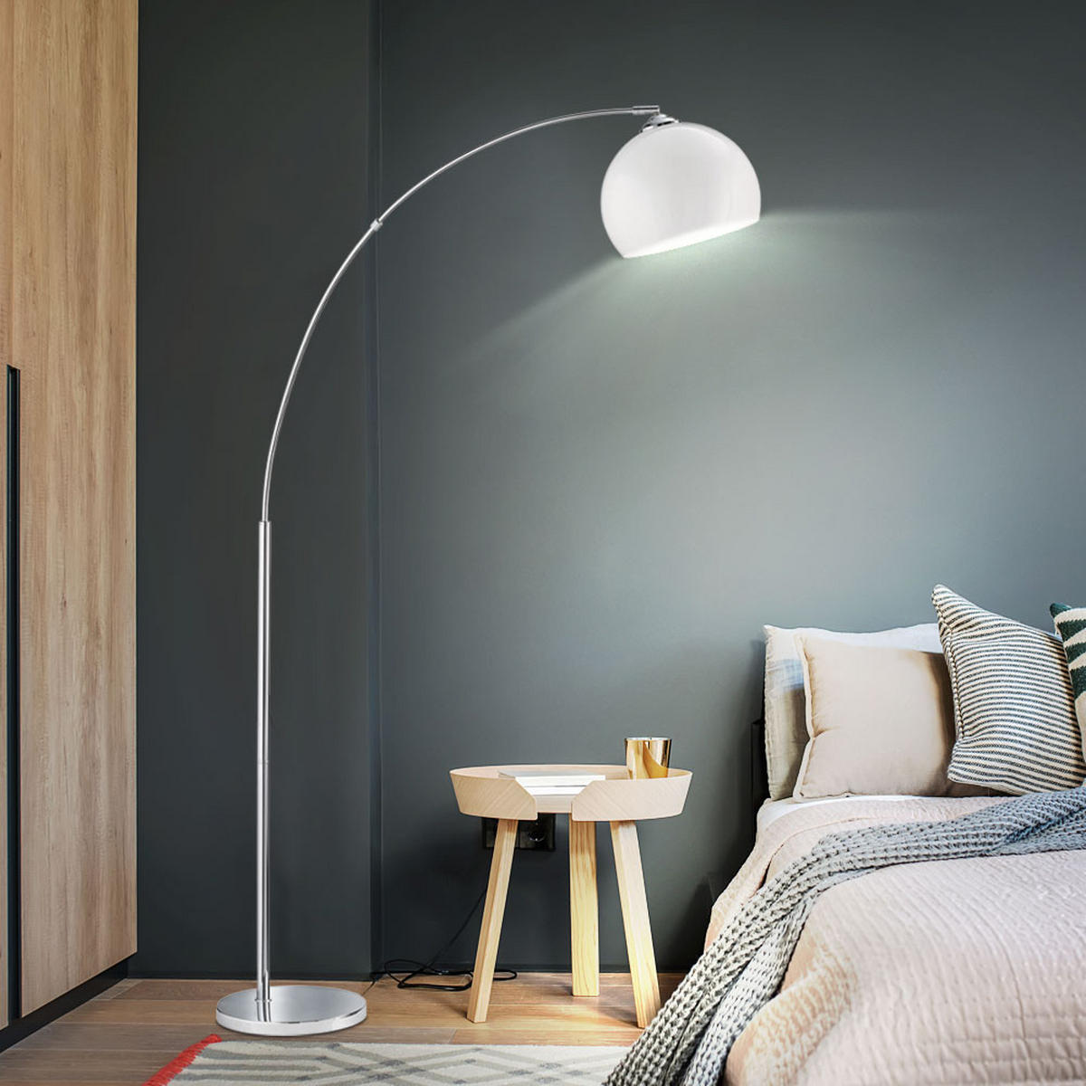LED STEHLEUCHTE Metall Silber Grau - Silberfarben, Metall (6/110/180cm)