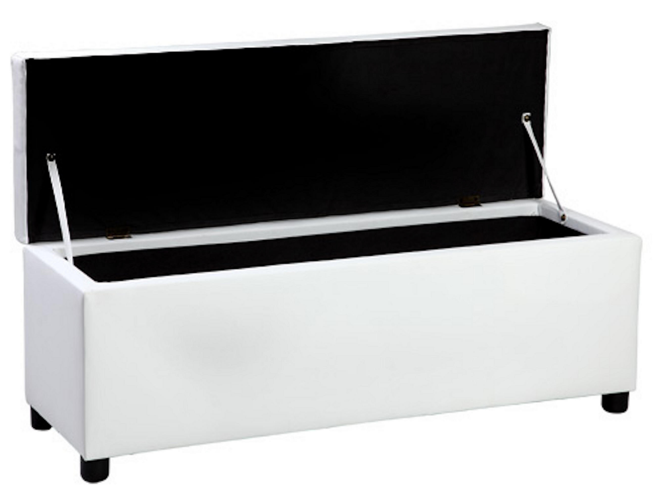 TRUHENBANK - Weiß, Holz/Kunststoff (118/43/37cm) - [en.casa]