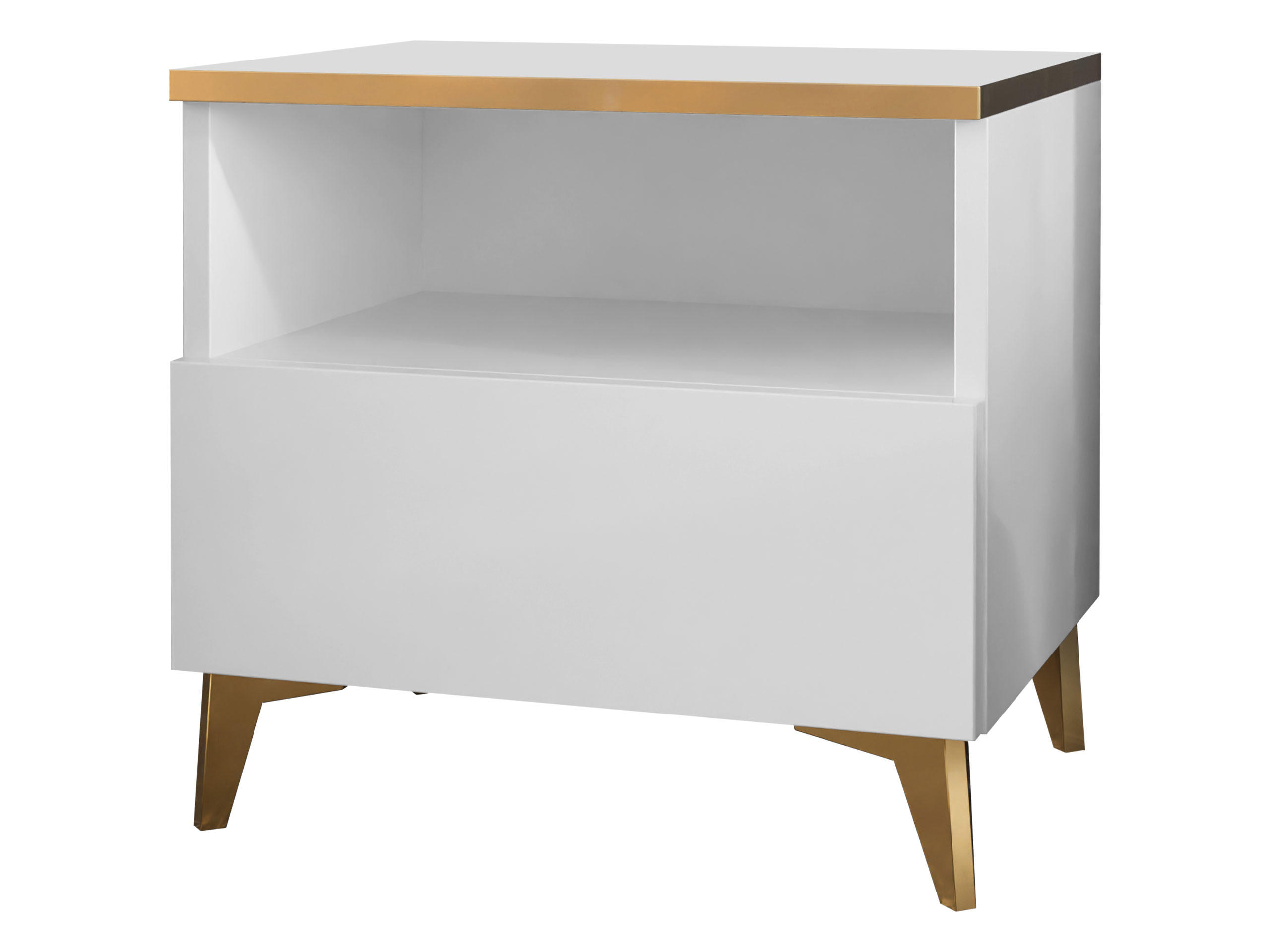 NACHTTISCH Alrik 1SZ - Goldfarben/Weiß, Holzwerkstoff/Kunststoff (50/50/40cm) - MIRJAN24