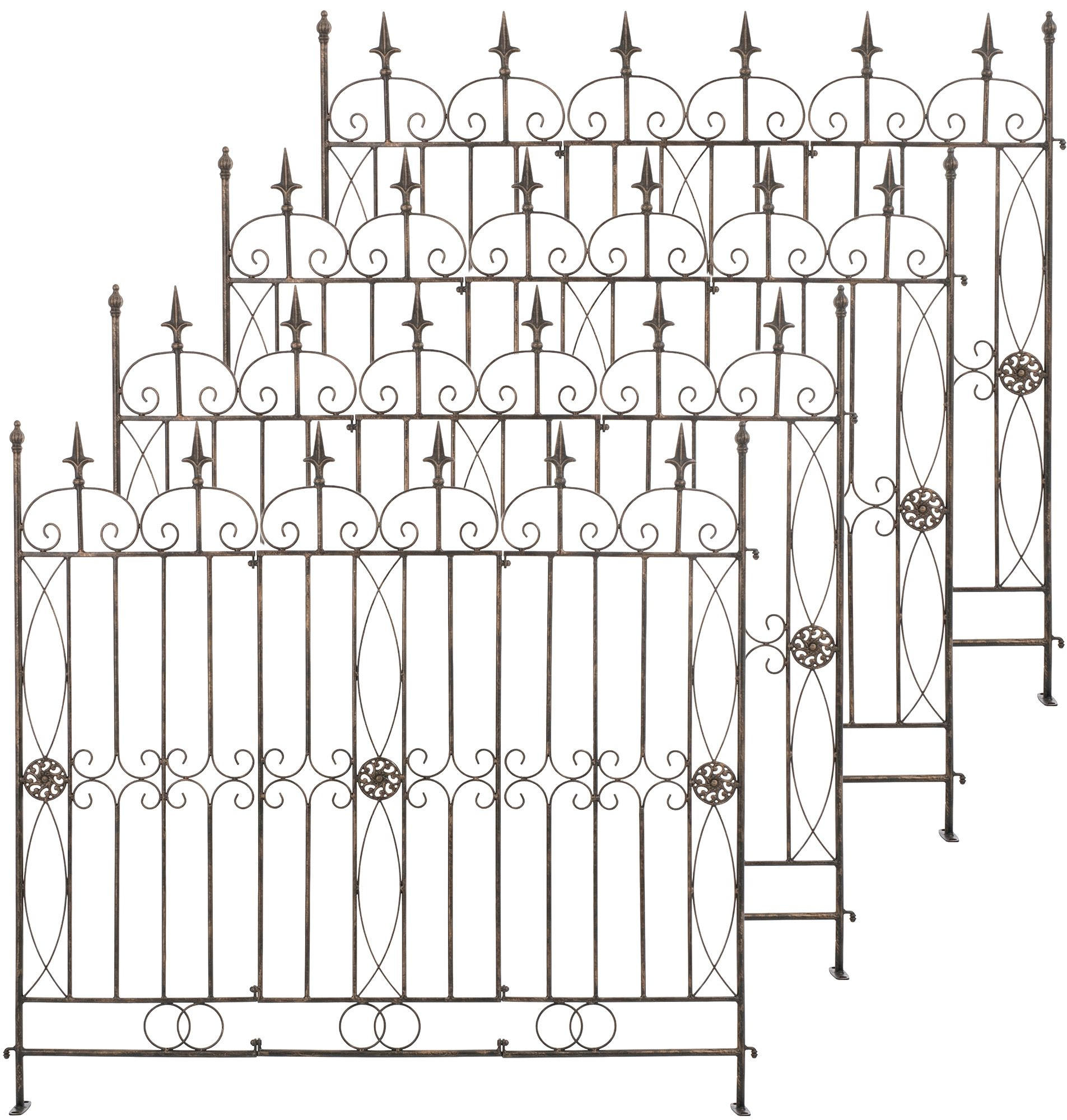 GARTENZAUN 4 Metall Bronze - Bronzefarben, Metall (124/116cm) - CLP