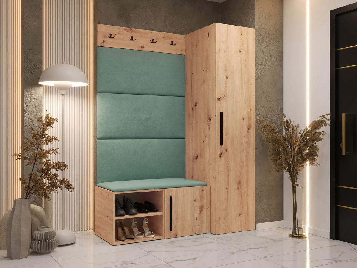 GARDEROBEN-SET Medi II - Schwarz/Eiche Artisan, Holzwerkstoff/Kunststoff (40/191/50cm) - MIRJAN24