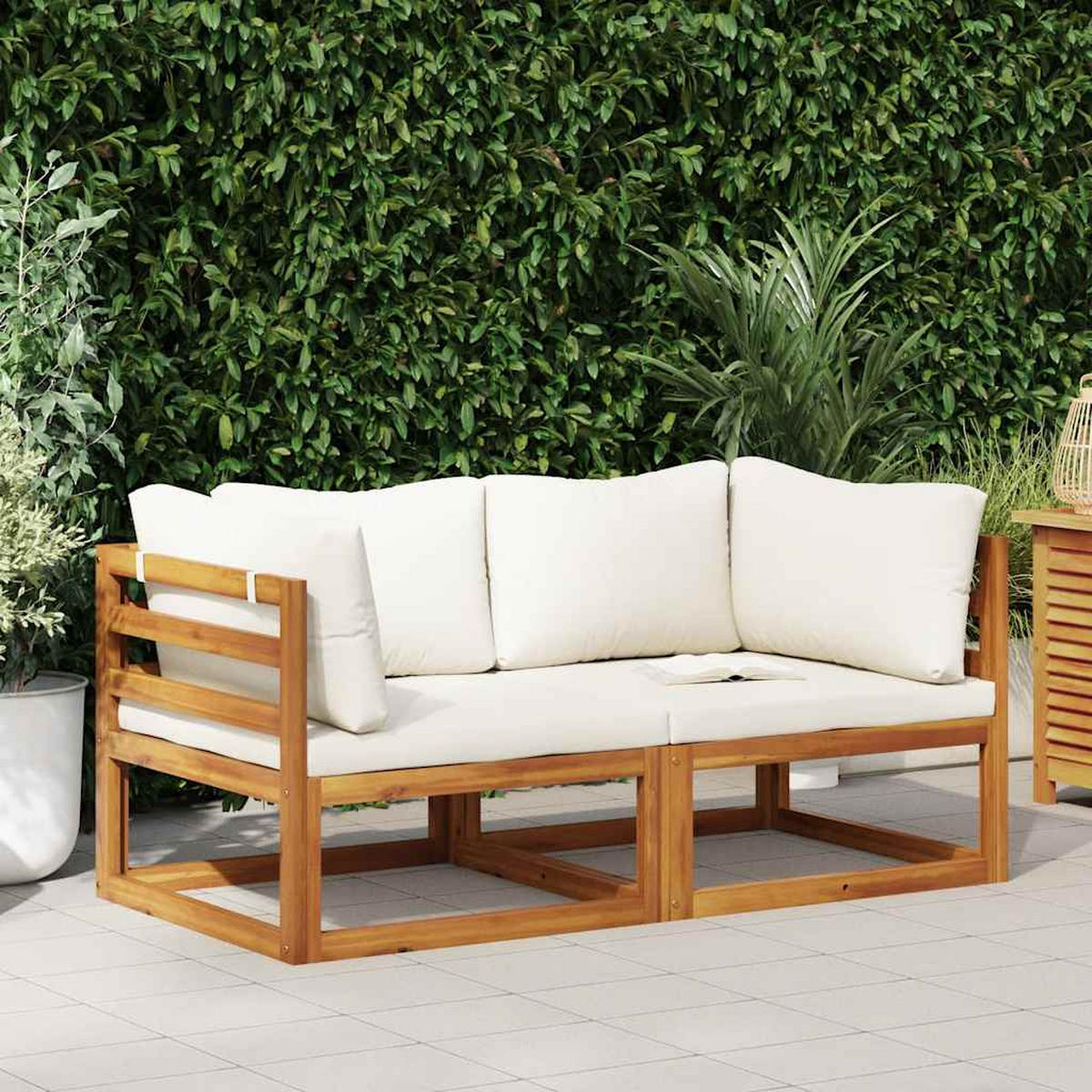 MODULARE Ecksofas 2er Set Mit Auflagen Cremeweiss - Creme, Holz/Textil (70/60/70cm) - vidaXL