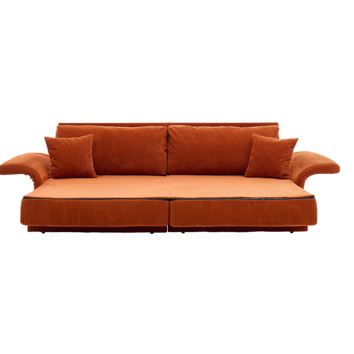SOFA mit Schlaffunktion 182 cm Orange Cord - Orange, Metall (182/84/88cm) - Meubliv