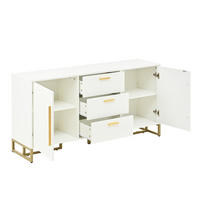 SIDEBOARD mit 2 Türen und 3 Schubladen in Weiß – modernes Design mit Fischgrätenmuster - Weiß, Holzwerkstoff (145/75/40cm) - BEAOK