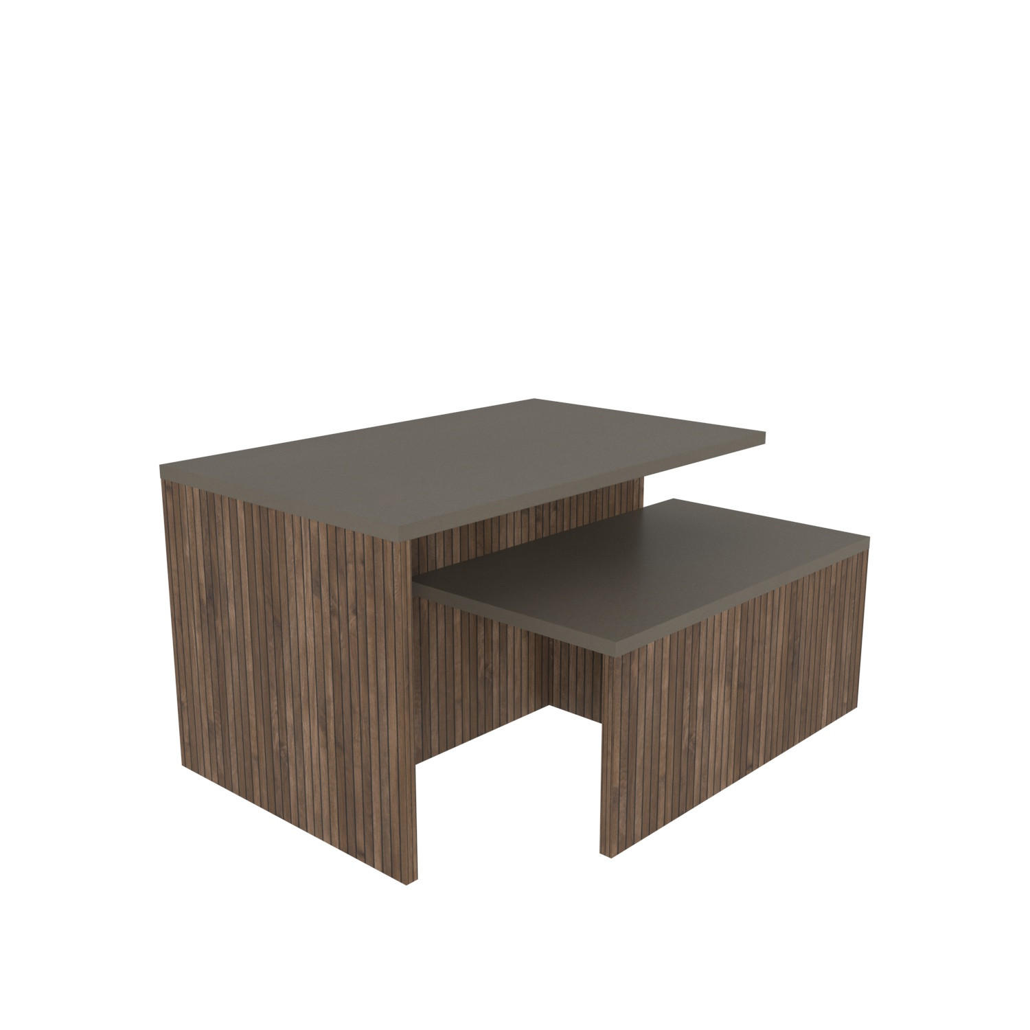 BEISTELLTISCH Twins - Beige/Braun, Holzwerkstoff (72/45/42cm) - Decorotika